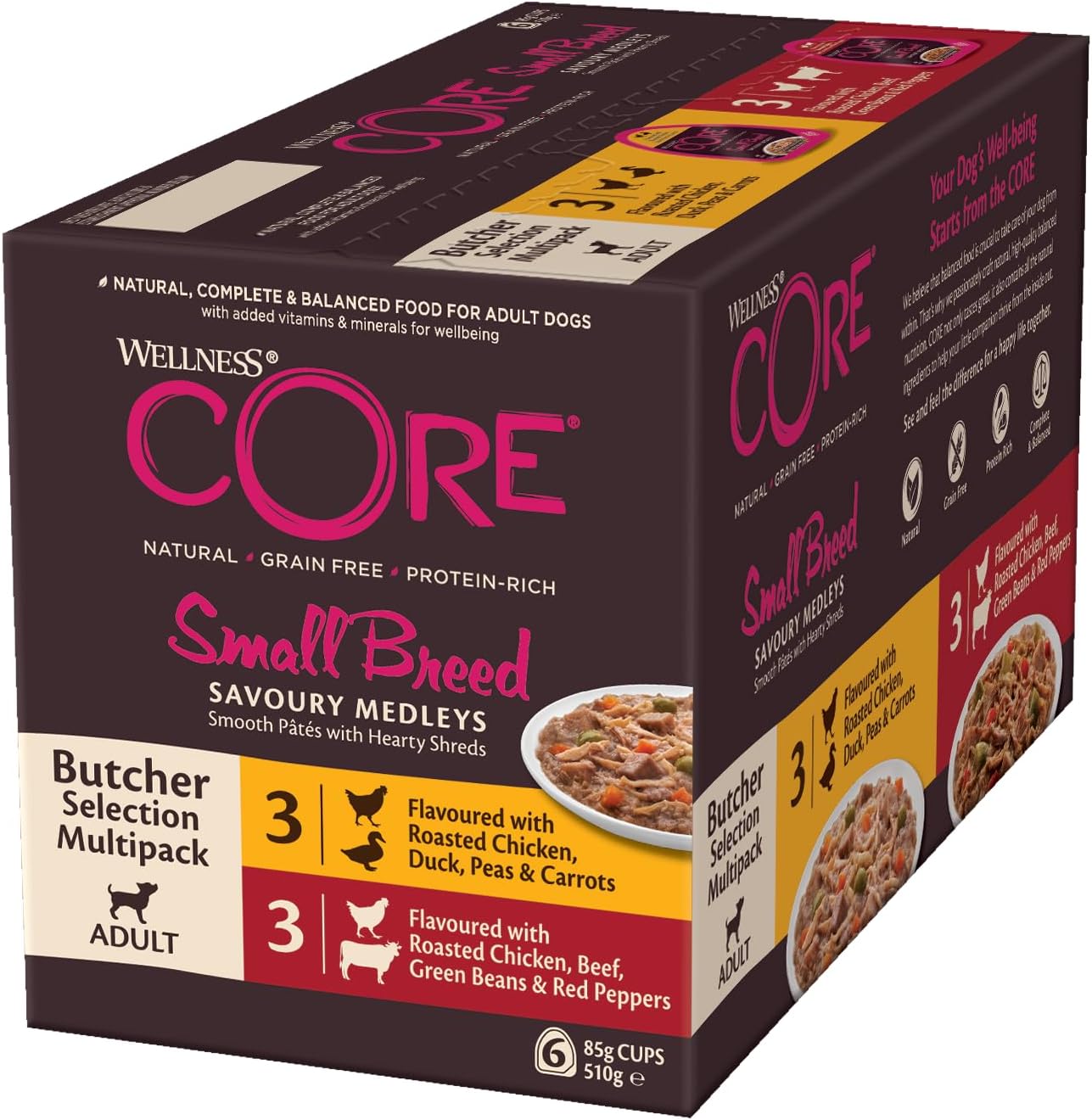 71kt5NjkmML._AC_SL1500_ (1) Wellness CORE Small Breed Wet Dog Food – Savoury Medleys 6x85g