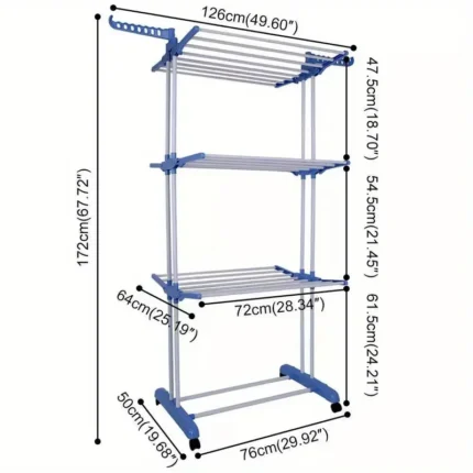 4 Tier Foldable Clothes Airer Rack with Shoe Rail – Indoor & Outdoor Laundry Dryer and Space-Saving Drying Rack for Clothes, Towels & Shoes