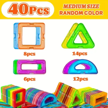 40pcs Magnetic Building Blocks – Safe ABS Construction Puzzle for Children