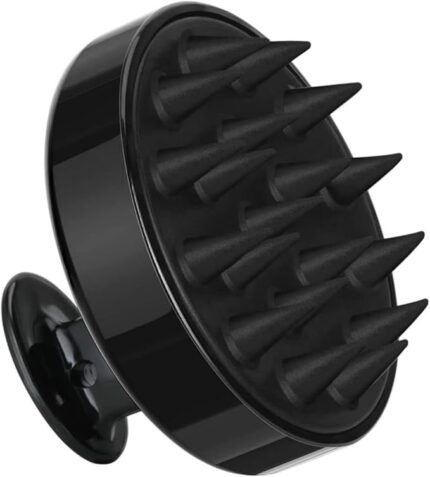 Scalp Massager for Hair Growth – Soft Silicone Shampoo Brush for Deep Clean and Dandruff Removal – Black