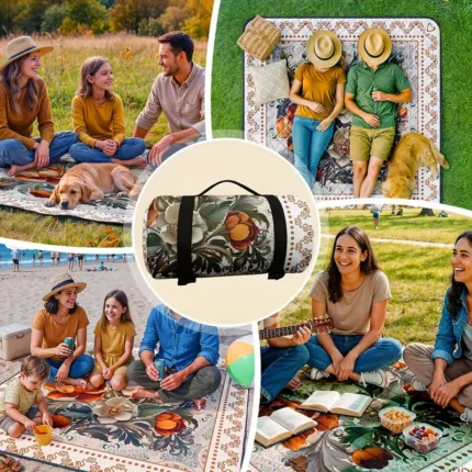 Extra Large Jumbo Outdoor Picnic Blanket 78x78 – Folded with Carry Strap