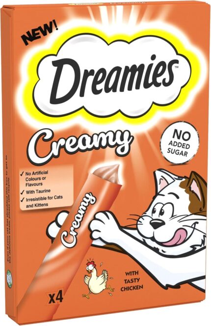 Dreamies Creamy Cat Treats Chicken Multipack – 11 x 40g Pouches of Creamy Cat Snacks