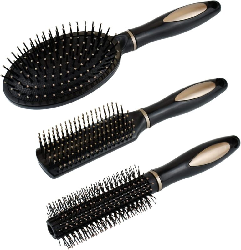 Pack Anti-Static Hair Brush Set – Oval, Round and Vent Paddle Comb for Wet and Dry Hair