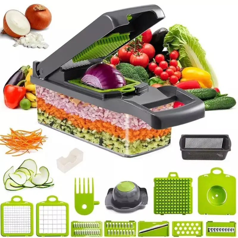 15-in-1 Kitchen Tool – multifunctional vegetable and fruit chopper, slicer, dicer, cutter, and peeler for salad and meal preparation