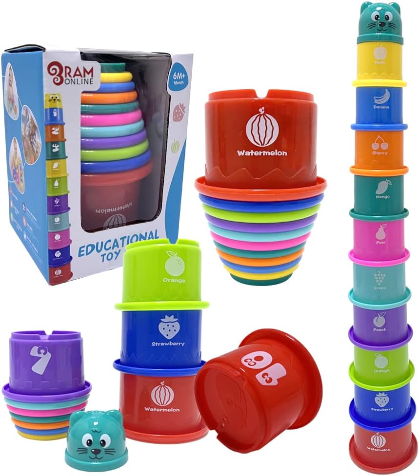 6109TP41-RL._AC_SL1000_ Baby Kids 11-Piece Stacking Cups – colourful Montessori learning tower toy for toddlers aged 1–4 years, helps develop motor skills and colour recognition