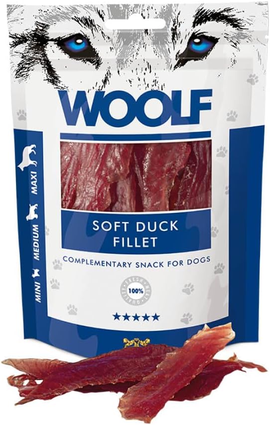 61yu7NtXIDL._AC_SL1000_ Woolf Soft Duck Fillet Dog Treats 100g – Natural High Meat Healthy Snacks for Dogs