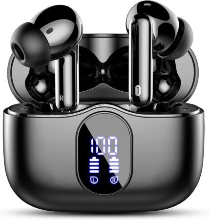 Btootos Bluetooth 5.3 Wireless Earbuds with 4 ENC Noise Cancelling Mic, Deep Bass Stereo Sound, 36H Playtime, LED Display, and IP7 Waterproof Design