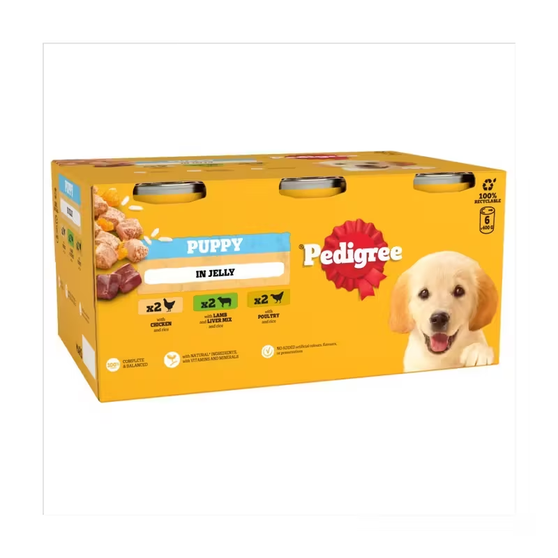 9deac6c5-c5e2-44a1-b9c4-7a1805554b0b_1000x1000.jpeg.format Pedigree Junior Puppy Wet Dog Food – Mixed Selection in Jelly, Pack of 12 x 400g Cans, Complete Balanced Nutrition for Growing Puppies