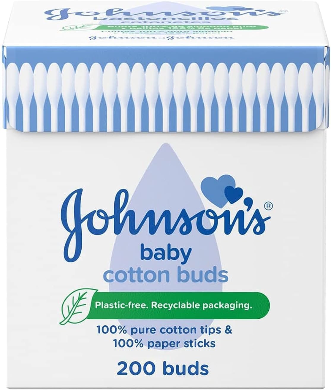61dfiwcEW2L._AC_SL1500_ Johnson’s Baby Cotton Buds 200 Pack – Soft & Gentle Pure Cotton Ear Buds with Paper Sticks, Plastic-Free and Safe for Delicate Skin