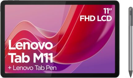 Lenovo Tab M11 11-inch Full HD Android tablet in Luna Grey with 128GB storage, 4GB RAM, and Lenovo Tab Pen