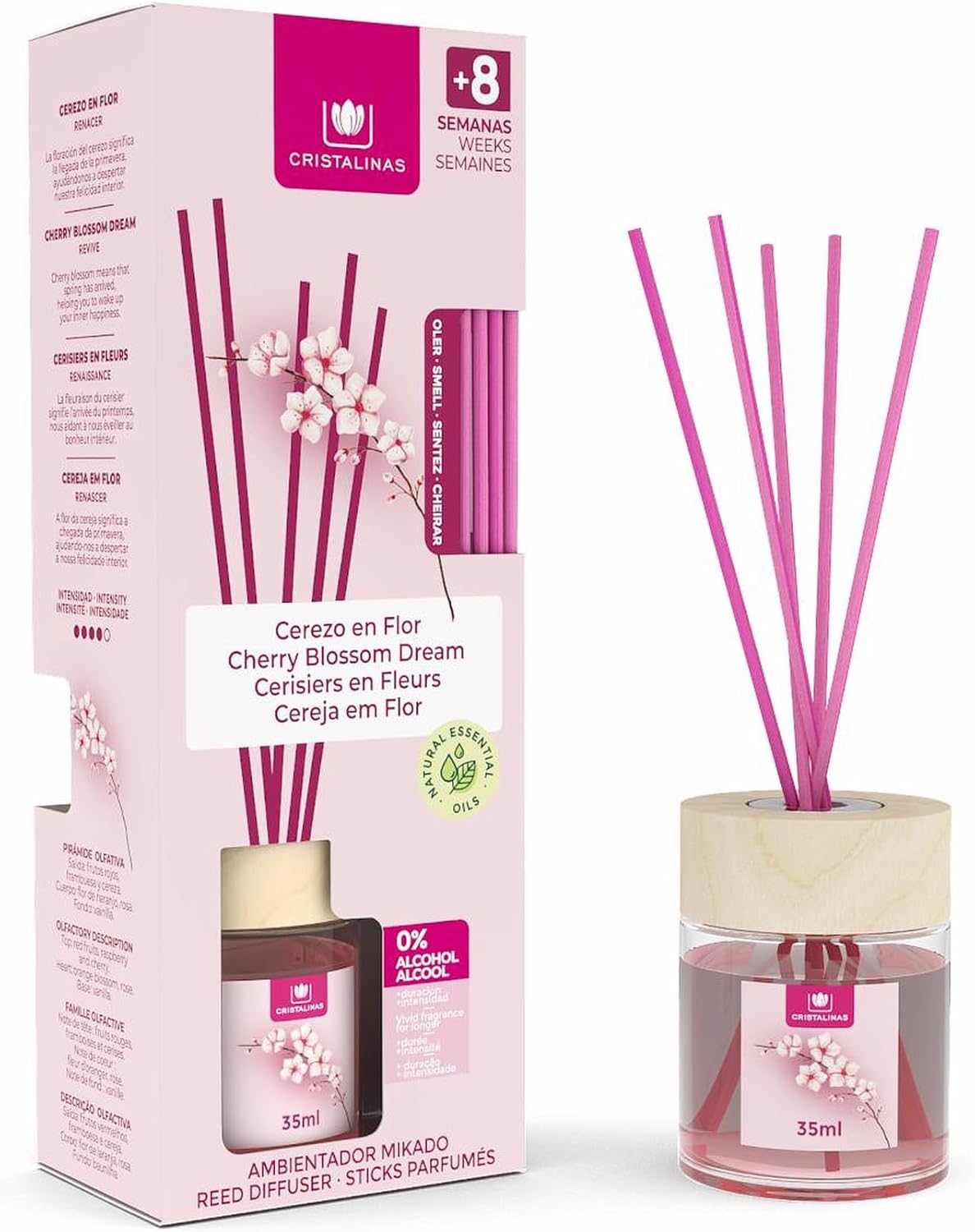 71ElrXcHnwL._AC_SL1500_ Cristalinas Cherry Blossom Reed Diffuser 35ml Long Lasting Home Fragrance