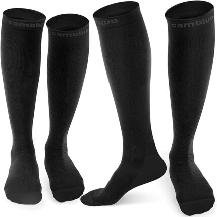 CAMBIVO compression socks 2-pair set for men and women, providing calf and ankle support for running, travel, flying, sports, nurses, and pregnancy.